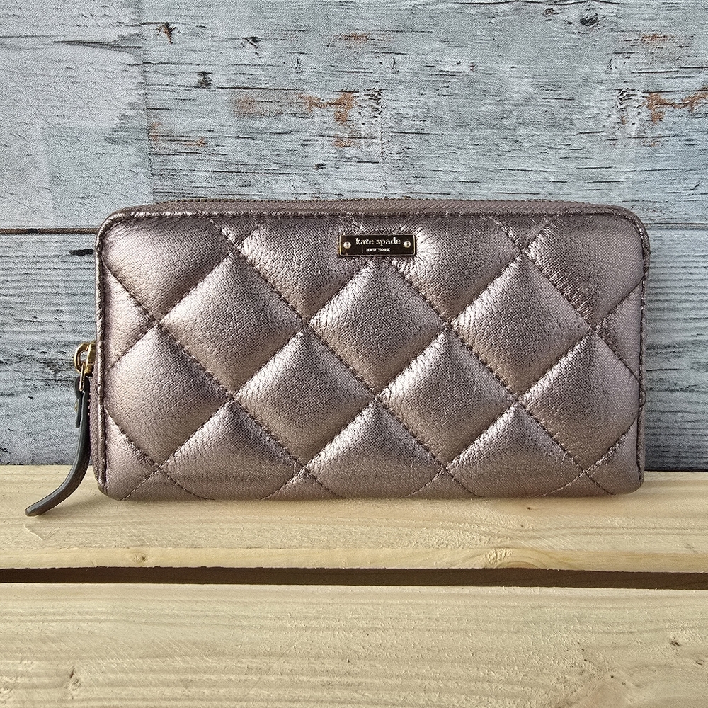 Kate Spade New York Metallic Quilted Long Continental Zip Wallet